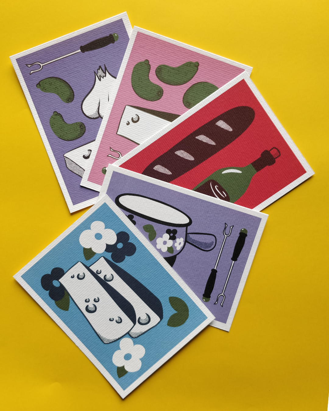 Cartes Postales colorées - 5 modèles